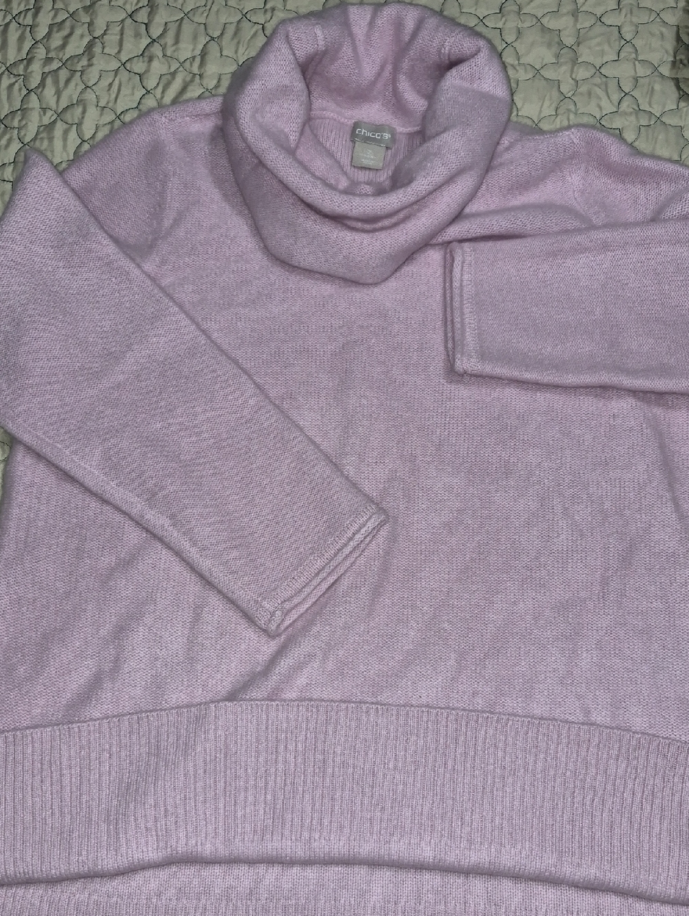 100% Cashmere, Chico's Light Purple Cowl Neck Sweater.